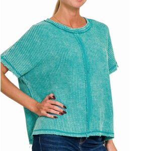 Zenana Outfitters Teal Knit Top